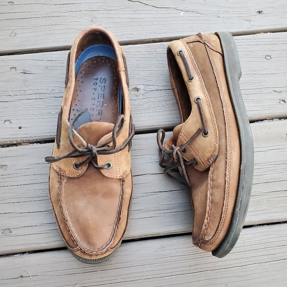 Sperry Top-Sider Original‎ Two Eye Brown Nubuck Suede Leather Boat Shoes 10.5